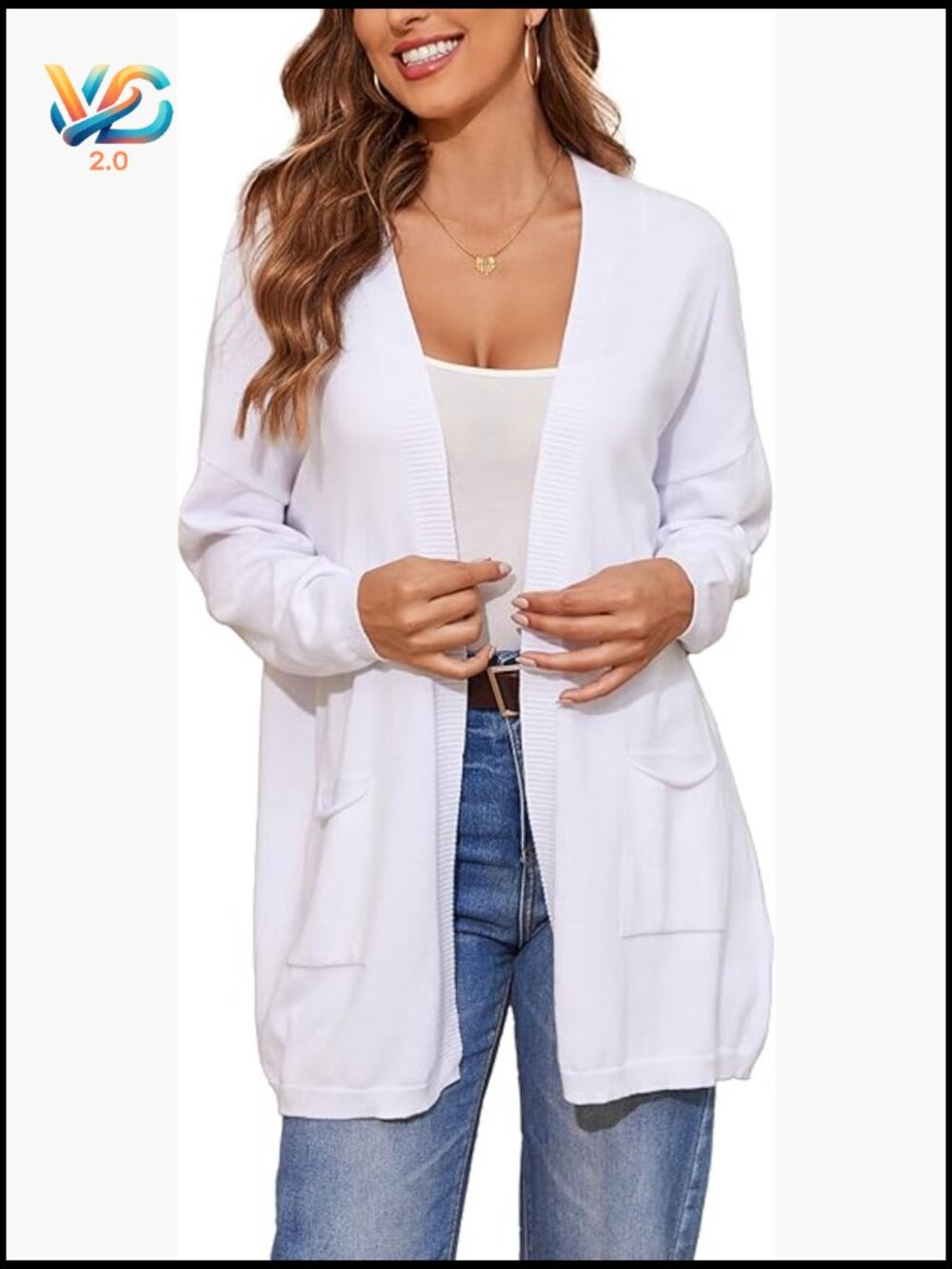 Women's Cotton Lightweight Open Front Cardigan with Pockets Oversized Knit